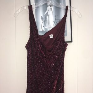 💋✨Red Sequin Asymmetrical Gown